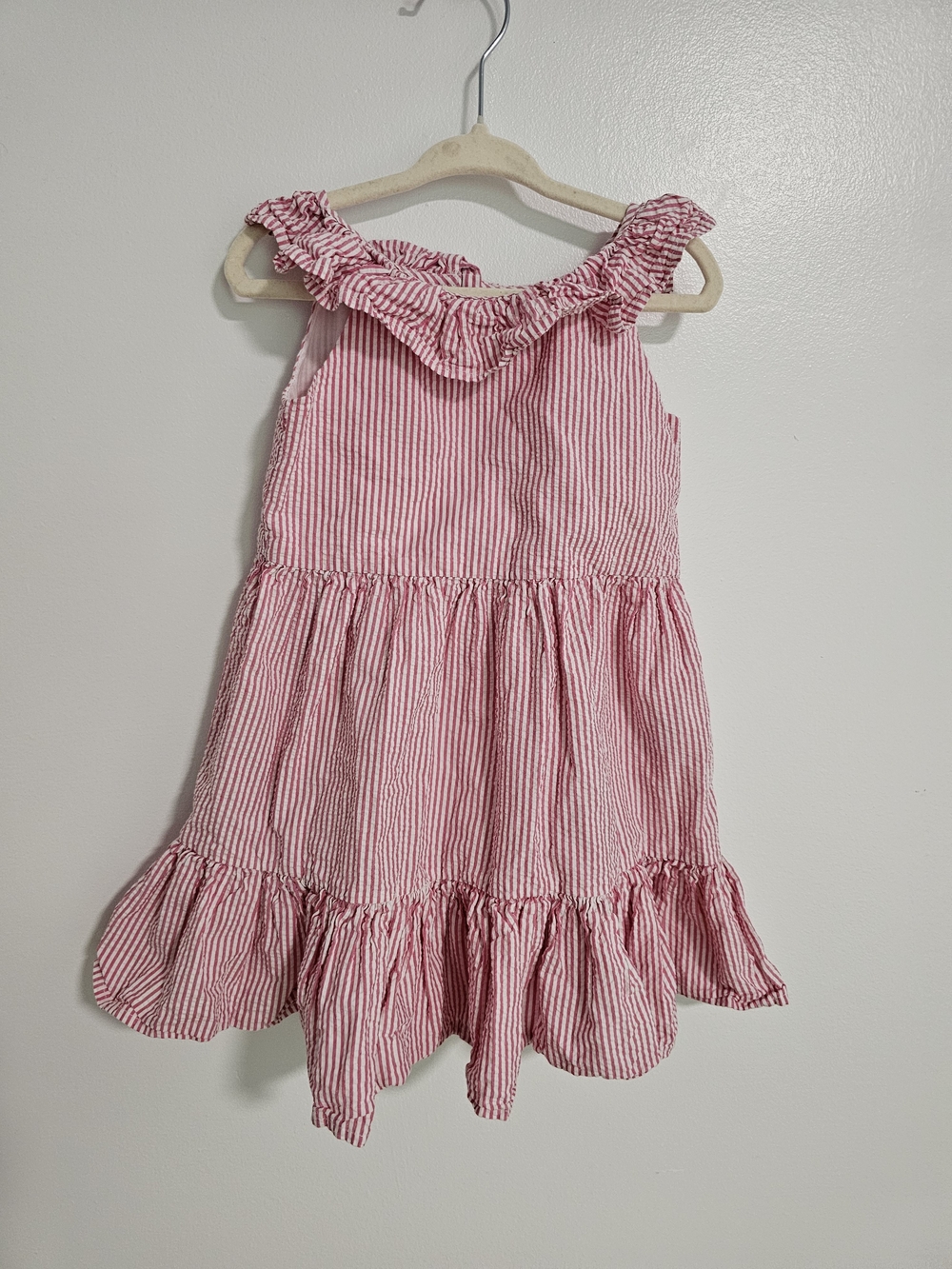 🧸2/20$ Ralph Lauren Pink Striped Ruffle Dress Size 24M Toddler Girl